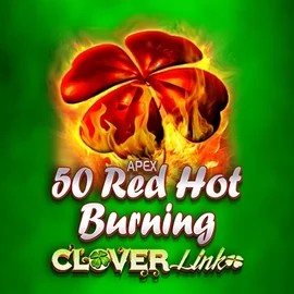 50 Red Hot Burning Clover Links slot logo by Novomatic at Corgibet Casino