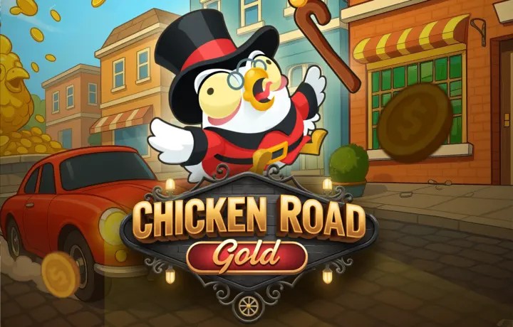 Chicken Road Gold online game logo by InOut on corgibet-casino.ca