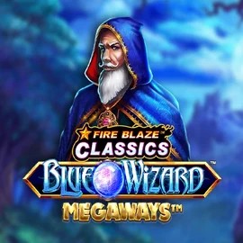 Slots logo of Fire Blaze Blue Wizard Megaways from Rarestone Gaming at Corgibet Casino